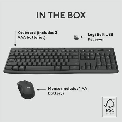 Logitech MK370 Combo for Business - Wireless Full-Size Keyboard and Silent Mouse with Logi Bolt Security