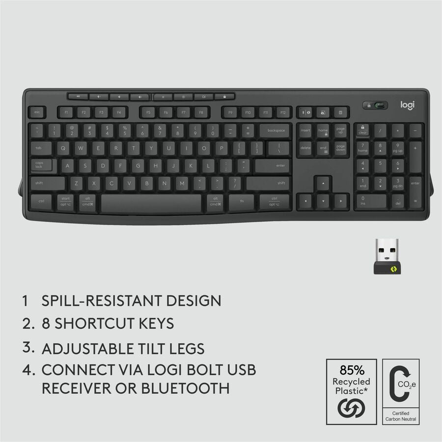 Logitech MK370 Combo for Business - Wireless Full-Size Keyboard and Silent Mouse with Logi Bolt Security