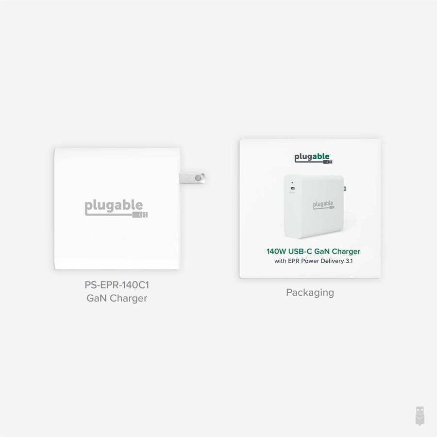 Plugable 140W USB-C GaN Wall Charger for Laptops, Tablets, and Phones