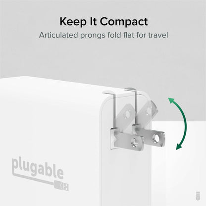 Plugable 140W USB-C GaN Wall Charger for Laptops, Tablets, and Phones