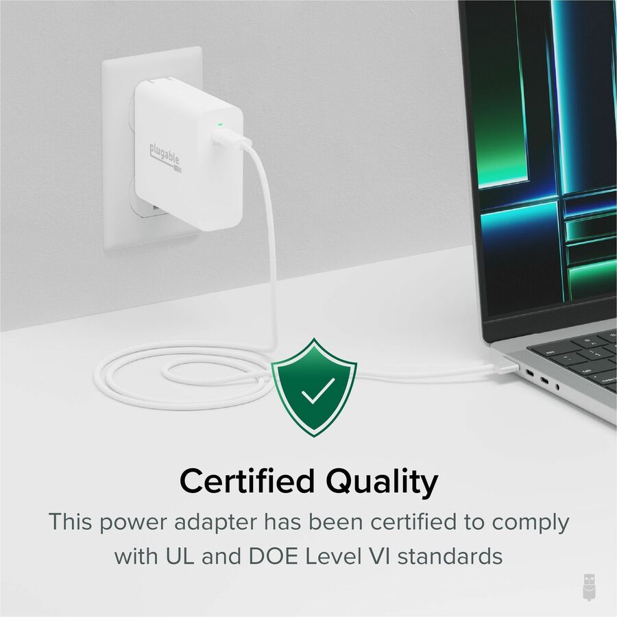 Plugable 140W USB-C GaN Wall Charger for Laptops, Tablets, and Phones