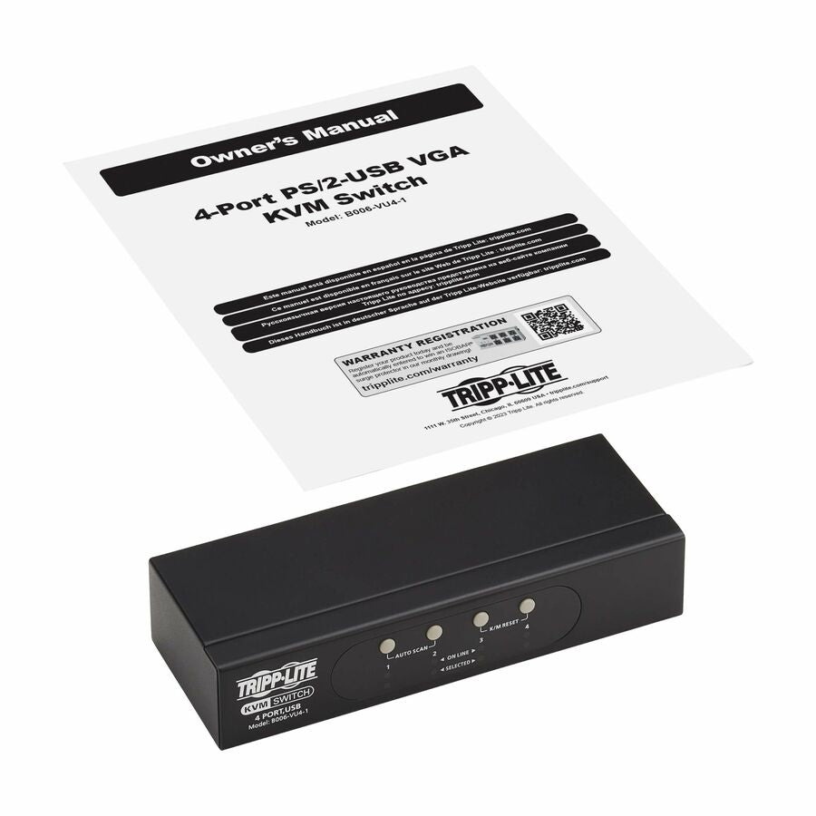Eaton Tripp Lite Series 4-Port VGA KVM Switch B006-VU4-1 for Multi-Computer Control