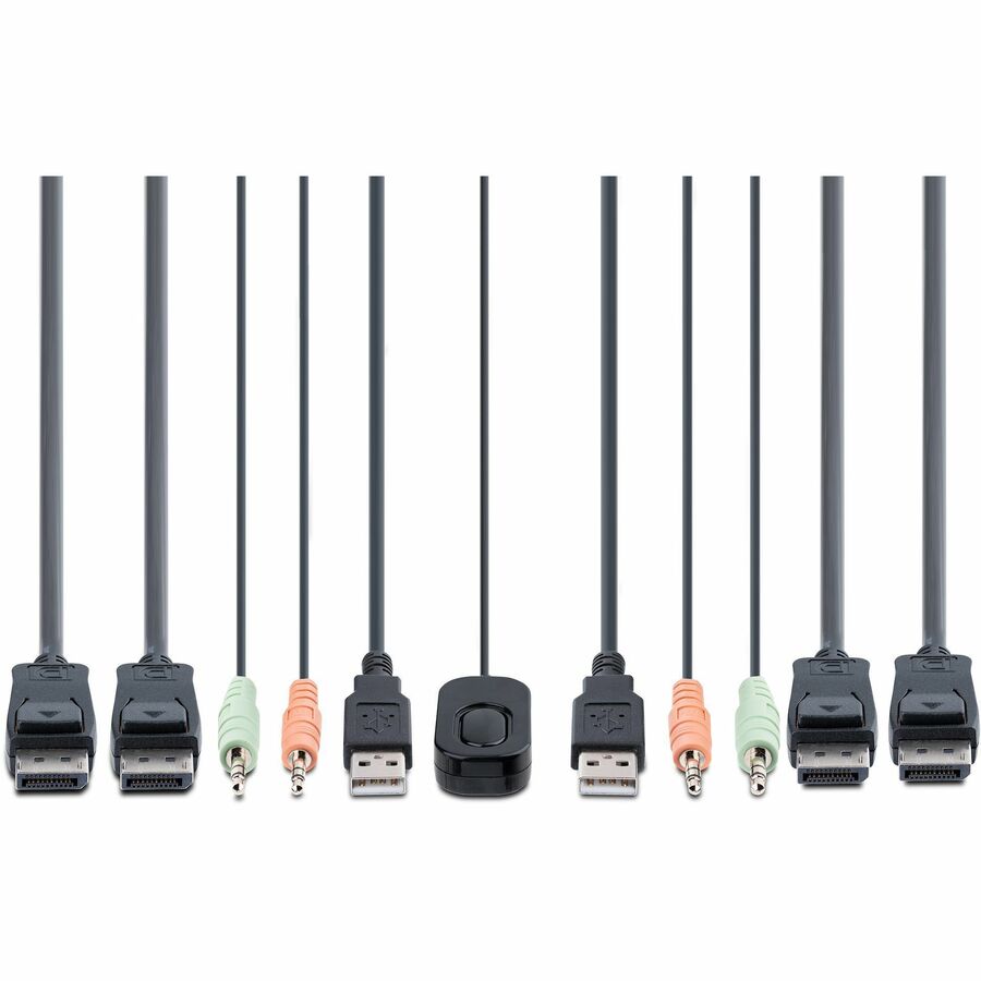 StarTech.com C2-DD46-UA2-CBL-KVM Dual 4K 60Hz DisplayPort KVM Switch with USB and Audio