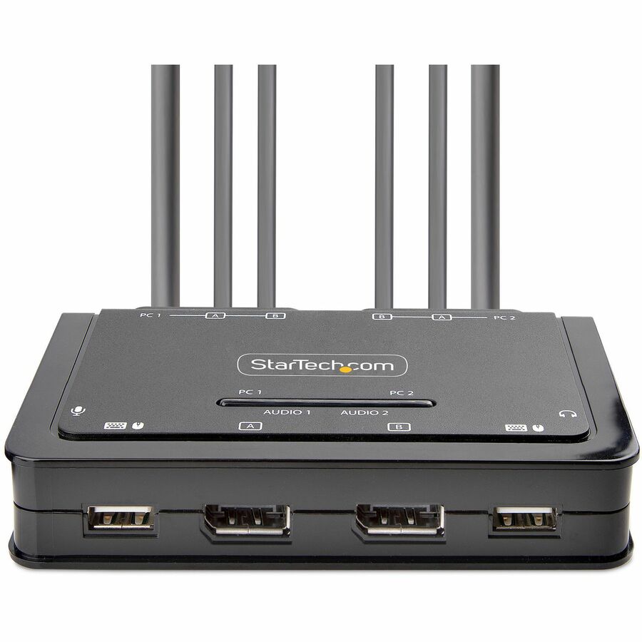 StarTech.com C2-DD46-UA2-CBL-KVM Dual 4K 60Hz DisplayPort KVM Switch with USB and Audio