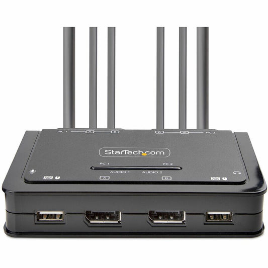 StarTech.com C2-DD46-UA2-CBL-KVM Dual 4K 60Hz DisplayPort KVM Switch with USB and Audio