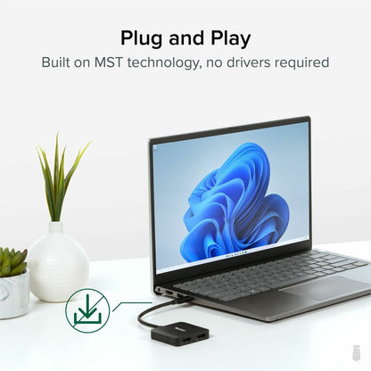 Plugable USB-C to HDMI Adapter for Dual Monitors 4K 60Hz - USBC-MSTH2