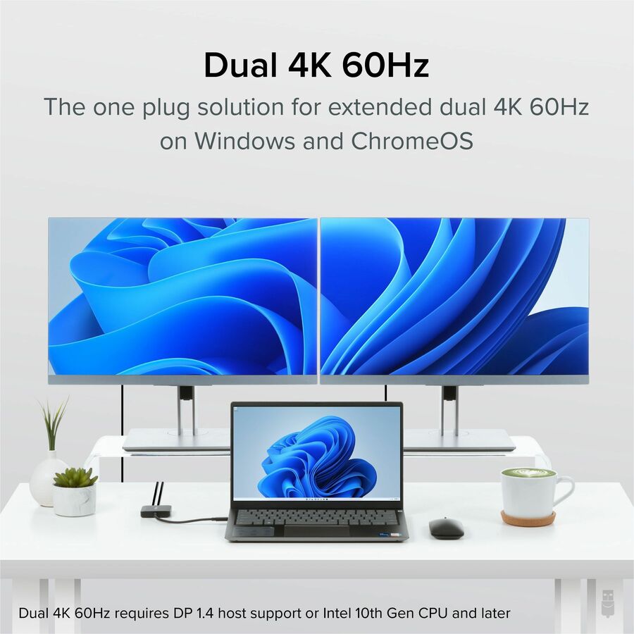 Plugable USB-C to HDMI Adapter for Dual Monitors 4K 60Hz - USBC-MSTH2