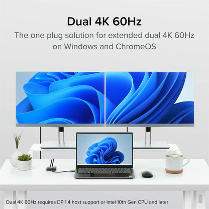 Plugable USB-C to HDMI Adapter for Dual Monitors 4K 60Hz - USBC-MSTH2