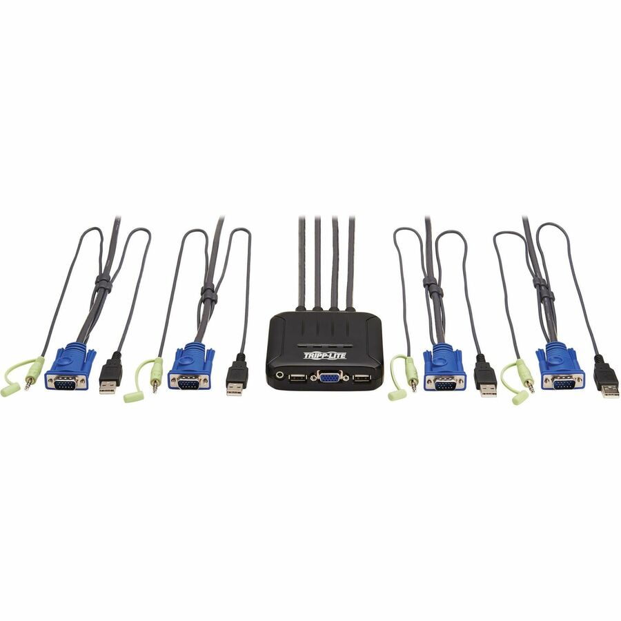 Eaton Tripp Lite Series 4-Port VGA KVM Switch with Built-In VGA, USB & Audio Cables (Part B032-VUA4)