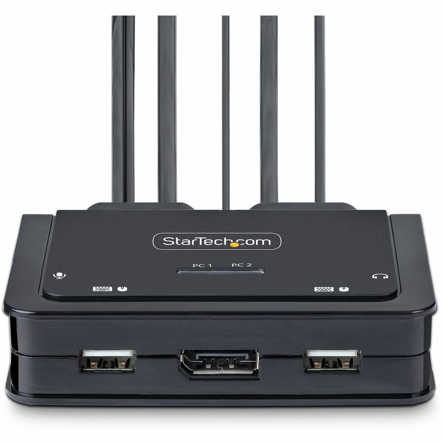 StarTech.com 2-Port Hybrid USB-C DisplayPort KVM Switch with 4K 60Hz Support and Integrated Cables