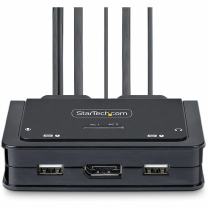 StarTech.com 2-Port Hybrid USB-C DisplayPort KVM Switch with 4K 60Hz Support and Integrated Cables