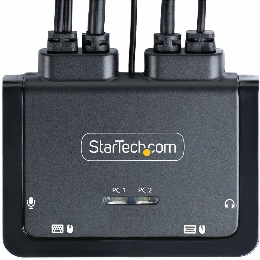 StarTech.com 2-Port Hybrid USB-C DisplayPort KVM Switch with 4K 60Hz Support and Integrated Cables