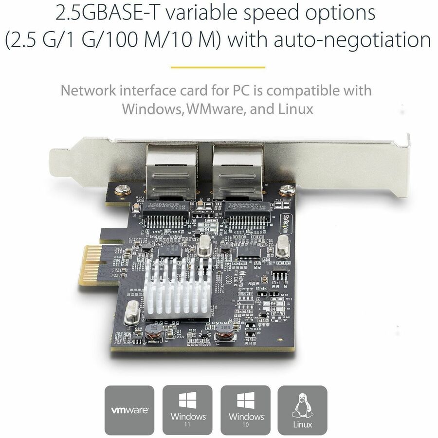 StarTech.com 2-Port 2.5GBase-T PCIe Network Adapter Card - Intel I225-V Dual Ethernet Ports