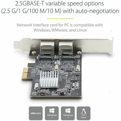 StarTech.com 2-Port 2.5GBase-T PCIe Network Adapter Card - Intel I225-V Dual Ethernet Ports