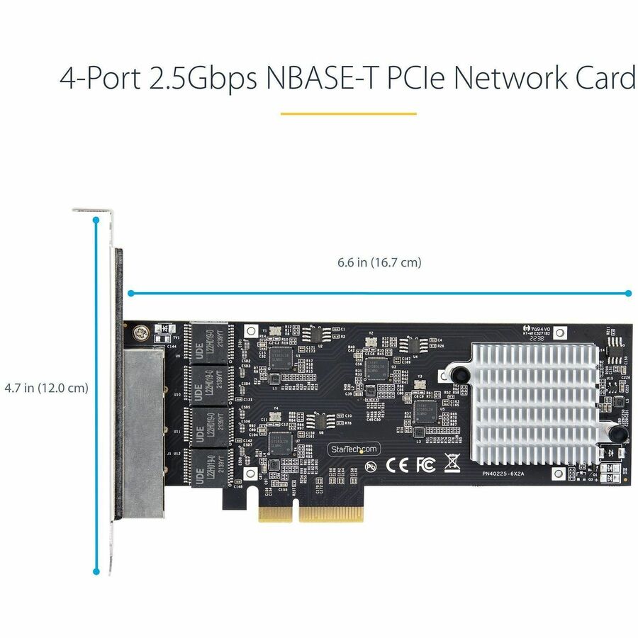 StarTech.com 4-Port 2.5GBASE-T PCIe Network Card with Intel I225-V - Quad Ethernet Adapter for Servers & PCs
