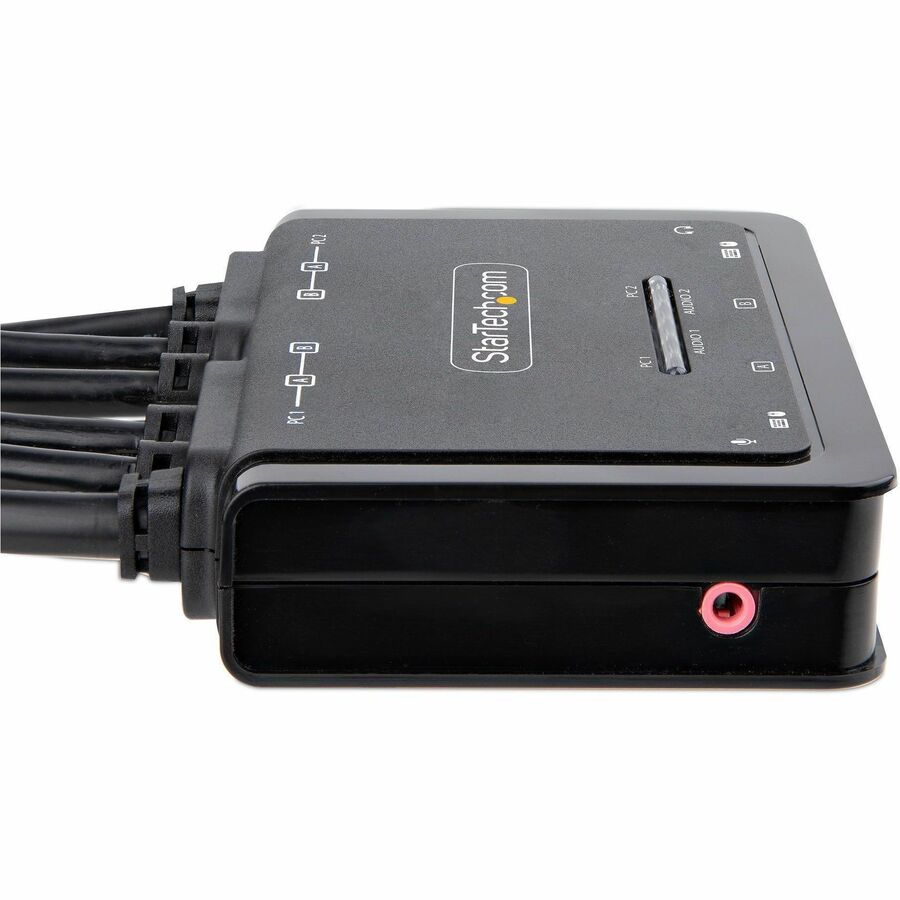 StarTech.com 2-Port Dual-Monitor HDMI KVM Switch with 4K at 60Hz Support and Integrated Cables