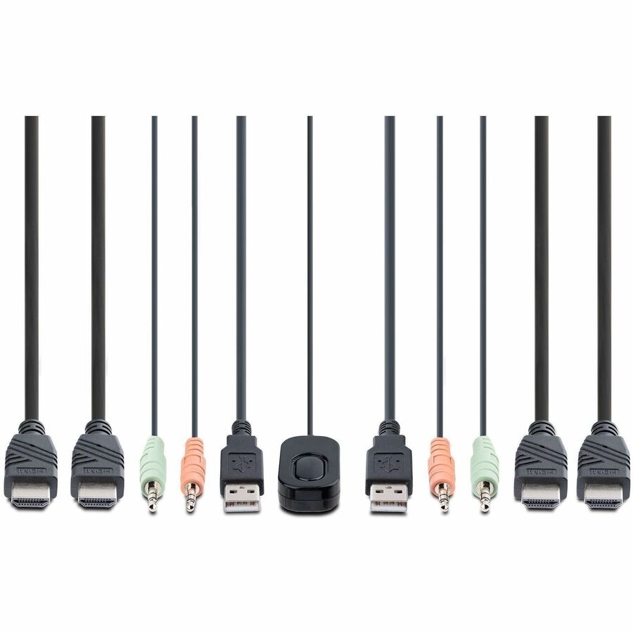 StarTech.com 2-Port Dual-Monitor HDMI KVM Switch with 4K at 60Hz Support and Integrated Cables