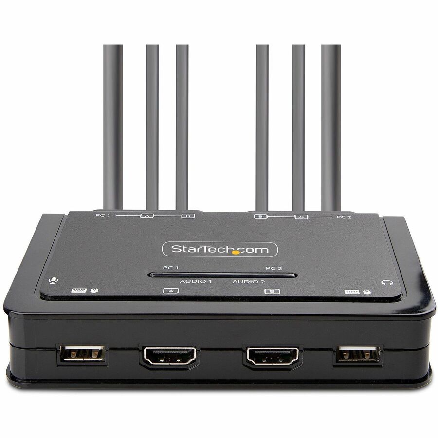 StarTech.com 2-Port Dual-Monitor HDMI KVM Switch with 4K at 60Hz Support and Integrated Cables