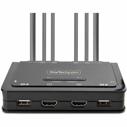 StarTech.com 2-Port Dual-Monitor HDMI KVM Switch with 4K at 60Hz Support and Integrated Cables