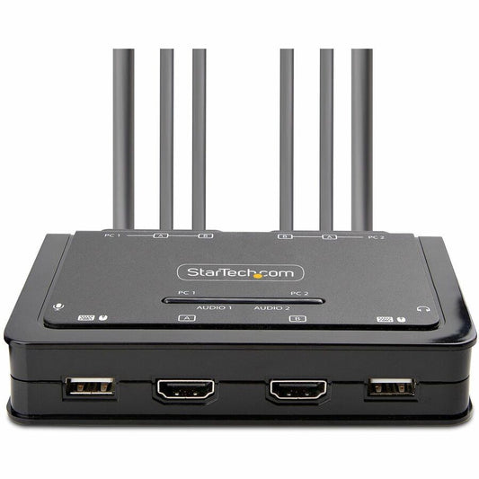 StarTech.com 2-Port Dual-Monitor HDMI KVM Switch with 4K at 60Hz Support and Integrated Cables