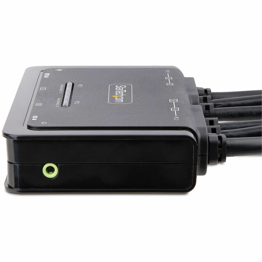 StarTech.com 2-Port Dual-Monitor HDMI KVM Switch with 4K at 60Hz Support and Integrated Cables