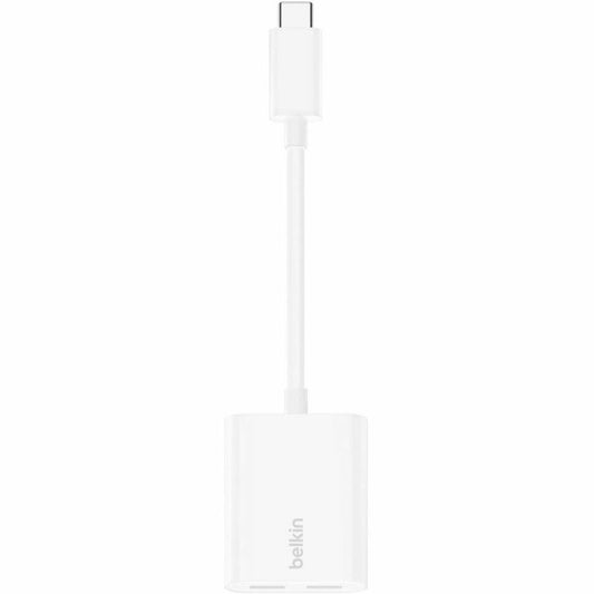 Belkin RockStar USB-C Audio + Charge Adapter F7U081BTWH – Dual Port USB-C Charger and Audio Output for Smartphones, Tablets, and Notebooks
