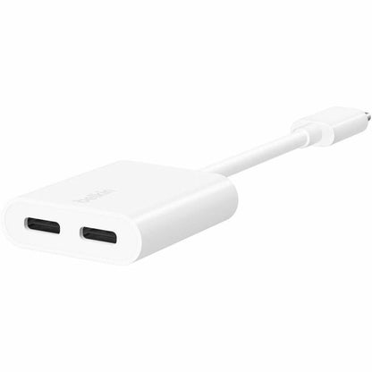 Belkin RockStar USB-C Audio + Charge Adapter F7U081BTWH – Dual Port USB-C Charger and Audio Output for Smartphones, Tablets, and Notebooks