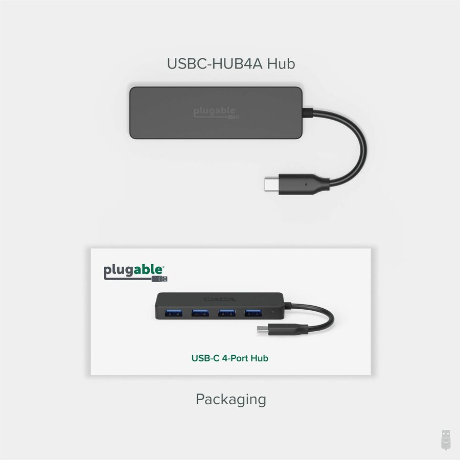 Plugable USBC-HUB4A USB-C to USB 3.0 Hub with 4 Ports for MacBook, Dell XPS, and More