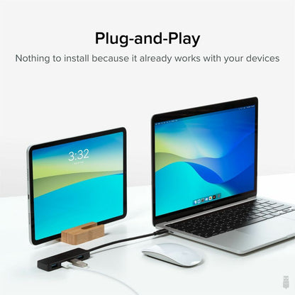 Plugable USBC-HUB4A USB-C to USB 3.0 Hub with 4 Ports for MacBook, Dell XPS, and More