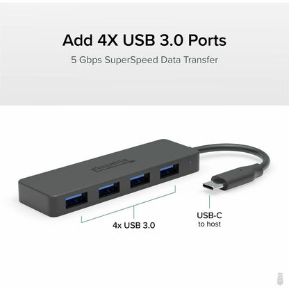 Plugable USBC-HUB4A USB-C to USB 3.0 Hub with 4 Ports for MacBook, Dell XPS, and More