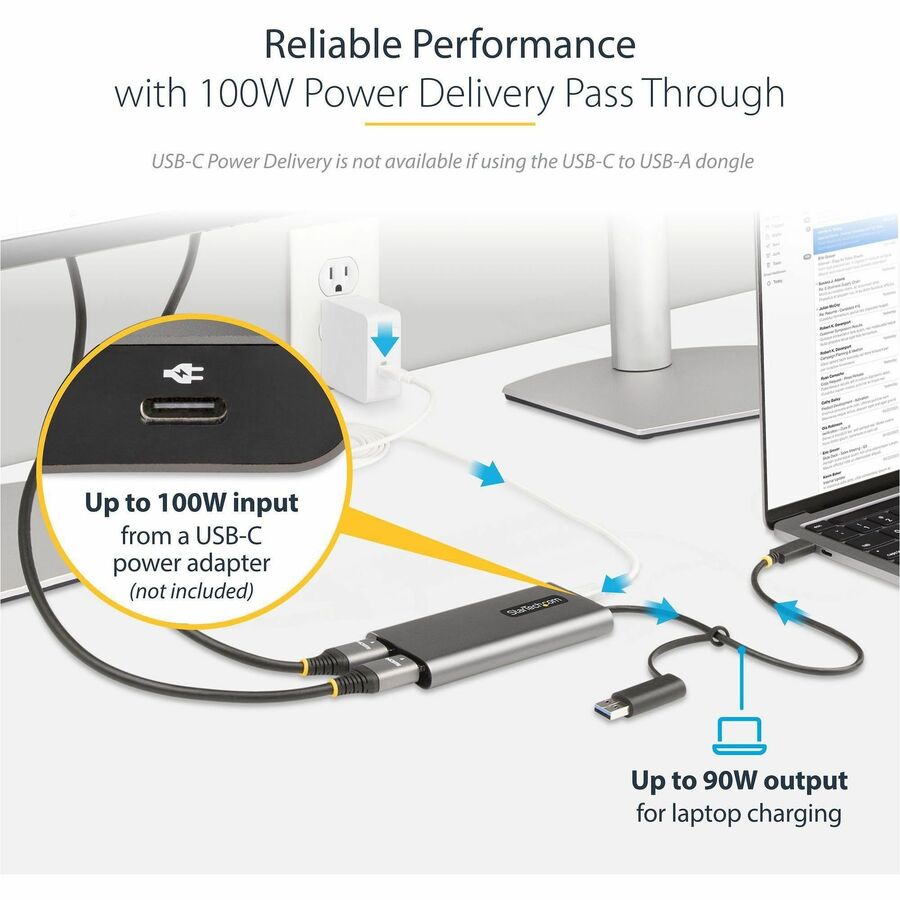 StarTech.com USB-C to Dual HDMI Adapter with 4K 60Hz Support and 100W Power Delivery