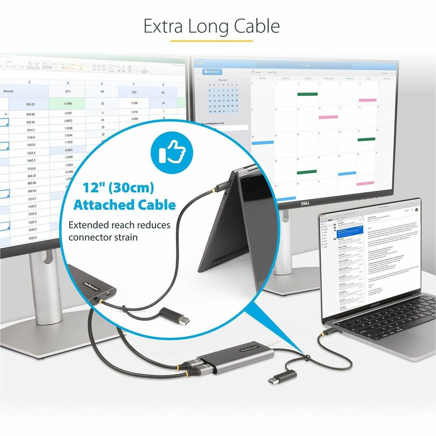 StarTech.com USB-C to Dual HDMI Adapter with 4K 60Hz Support and 100W Power Delivery