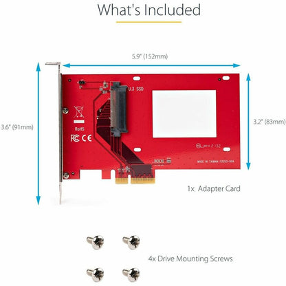 StarTech.com U.3 (SFF-TA-1001) to PCIe 4.0 x4 Adapter Card for 2.5-inch U.3 NVMe SSDs