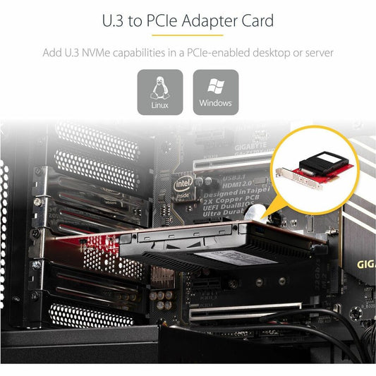 StarTech.com U.3 (SFF-TA-1001) to PCIe 4.0 x4 Adapter Card for 2.5-inch U.3 NVMe SSDs