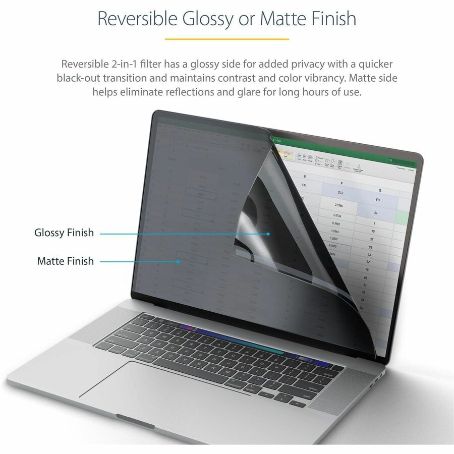 StarTech.com 14-inch MacBook Pro Privacy Screen Filter with Blue Light Reduction and Reversible Matte/Glossy Finish