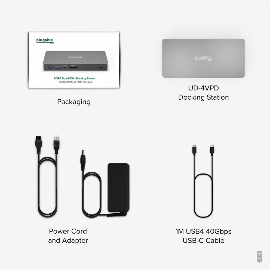 Plugable USB C Docking Station UD-4VPD with Dual 4K HDMI 120Hz Displays and 100W Power Delivery