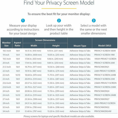 StarTech.com 28-inch 16:9 Privacy Screen Filter with Blue Light Reduction for LCD Monitors
