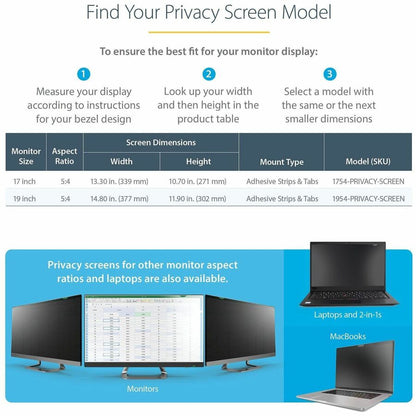 StarTech.com 17-inch 5:4 Monitor Privacy Screen Filter with Anti-Glare and Blue Light Reduction