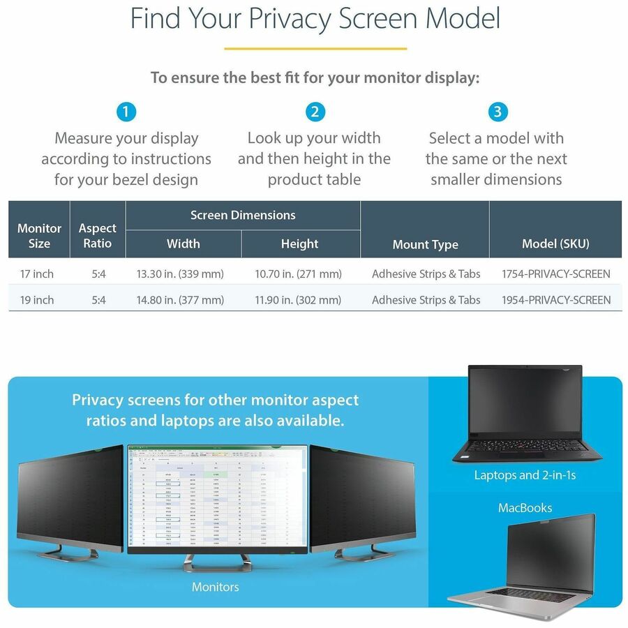 StarTech.com 19-inch 5:4 Monitor Privacy Screen Filter with Blue Light Reduction