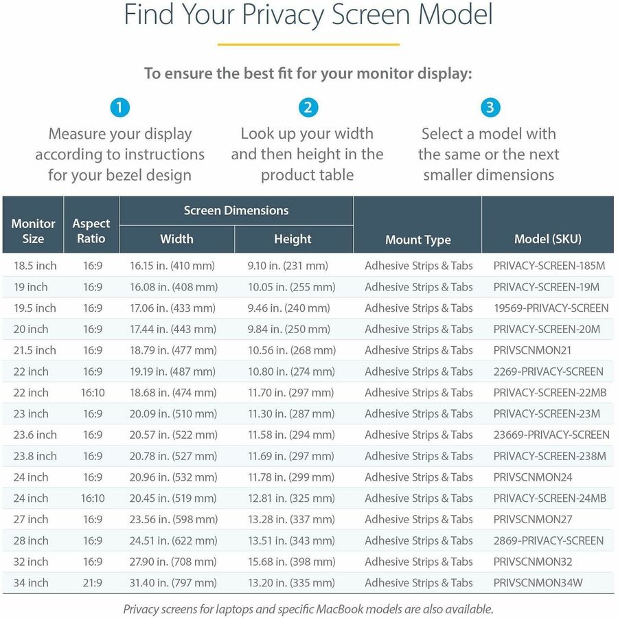 StarTech.com 22-inch 16:9 Monitor Privacy Screen Filter with Blue Light Reduction and Anti-Glare Coating