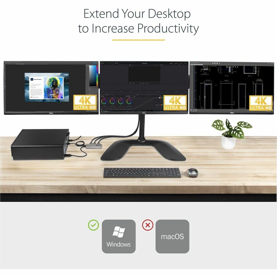 StarTech.com MST14DP123HD DisplayPort to Triple HDMI 4K 60Hz MST Hub for Windows