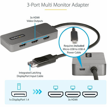 StarTech.com MST14DP123HD DisplayPort to Triple HDMI 4K 60Hz MST Hub for Windows