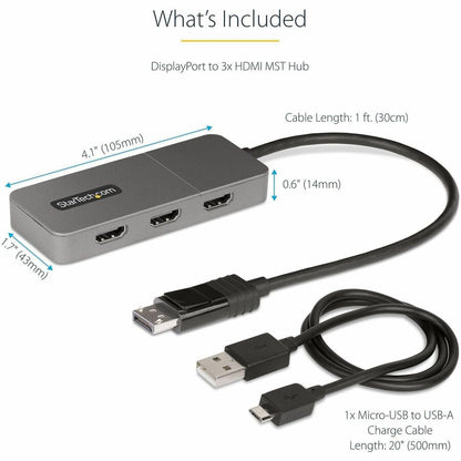 StarTech.com MST14DP123HD DisplayPort to Triple HDMI 4K 60Hz MST Hub for Windows