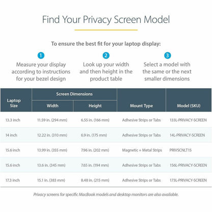 StarTech.com 15.6-inch 16:9 Laptop Privacy Screen Filter with Blue Light Reduction and Reversible Matte/Glossy Finish