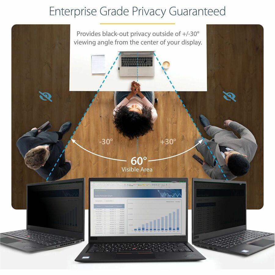 StarTech.com 15.6-inch 16:9 Laptop Privacy Screen Filter with Blue Light Reduction and Reversible Matte/Glossy Finish