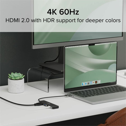 Plugable USB C Hub Multiport Adapter 4-in-1 with 4K HDMI, 100W Power Delivery, and Data Transfer