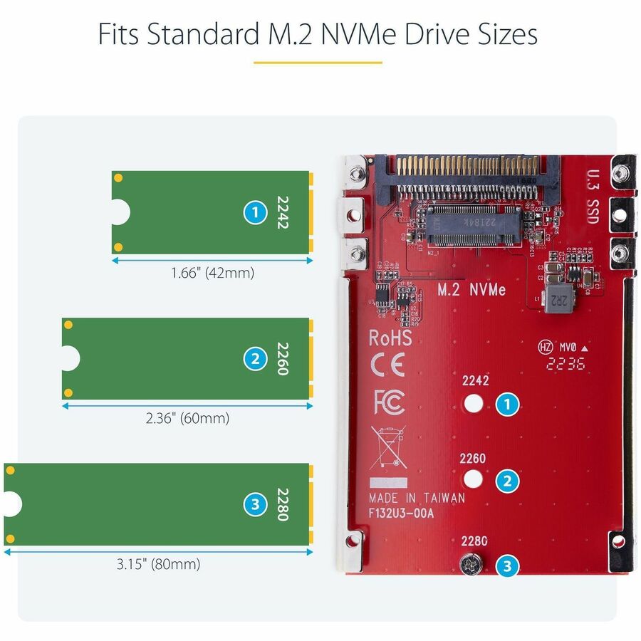 StarTech.com M.2 to U.3 Adapter for PCIe NVMe SSDs - Converts M.2 to 2.5-Inch U.3 Drive Bay