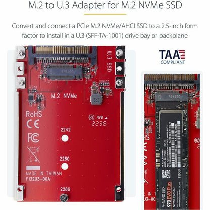 StarTech.com M.2 to U.3 Adapter for PCIe NVMe SSDs - Converts M.2 to 2.5-Inch U.3 Drive Bay