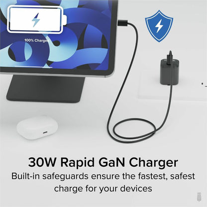 Plugable 30W USB-C GaN Charger – Fast Charging for iPhone, iPad, Galaxy, and USB-C Devices