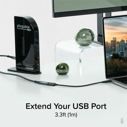Plugable USB-C Extension Cable 3.3 ft with Digital Power Meter and 240W Power Delivery